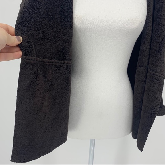 Orvis Brown Fleece Lined Fold Over Wrap Cape Coat - Picture 8 of 12